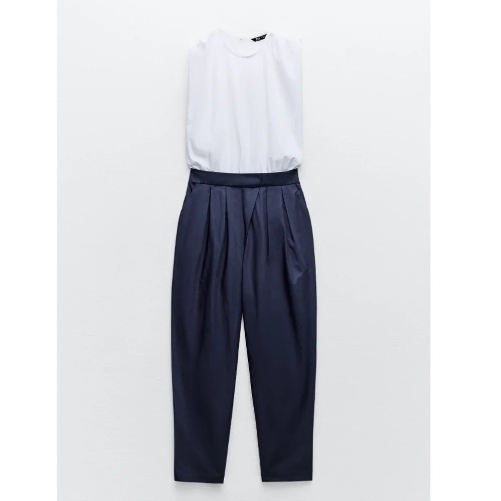 MIXED POPLIN FULL LENGTH JUMPSUIT SIZE M - Picture 3 of 7
